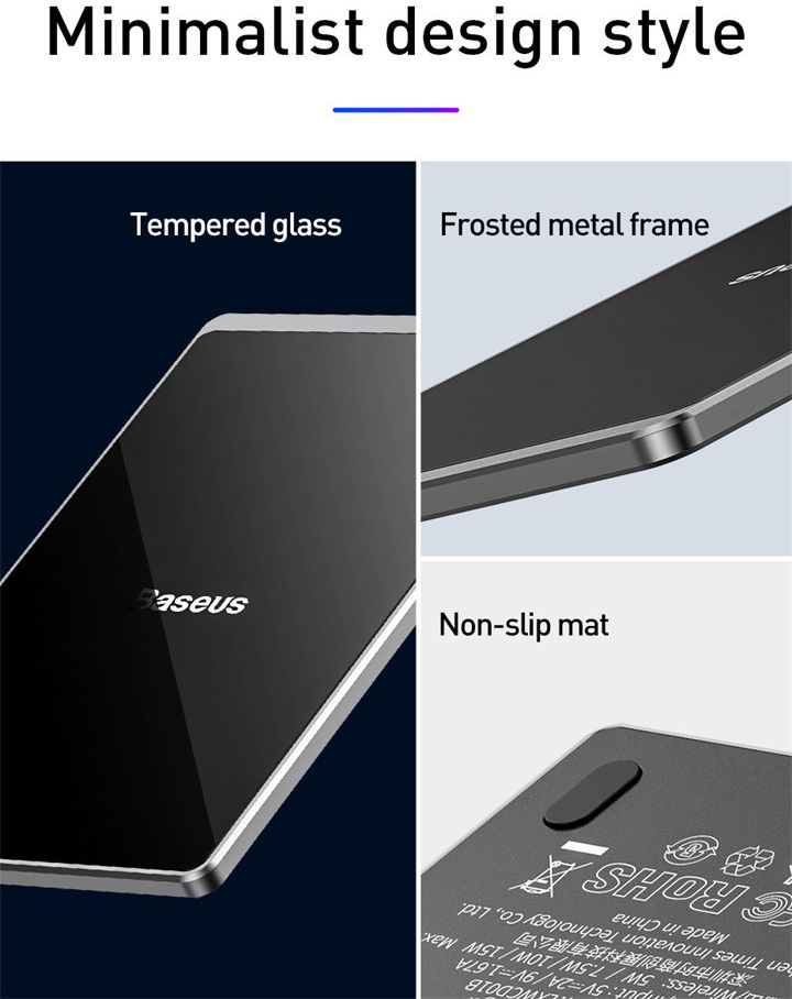 Baseus Compacte Draadloze Oplader 15W Ultra Dun met USB Kabel 1M Zwart afbeelding 16