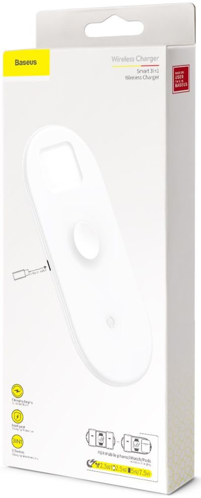 Baseus 3 in 1 Draadloze Oplader [iPhone + Apple Watch + AirPods] Wit afbeelding 10