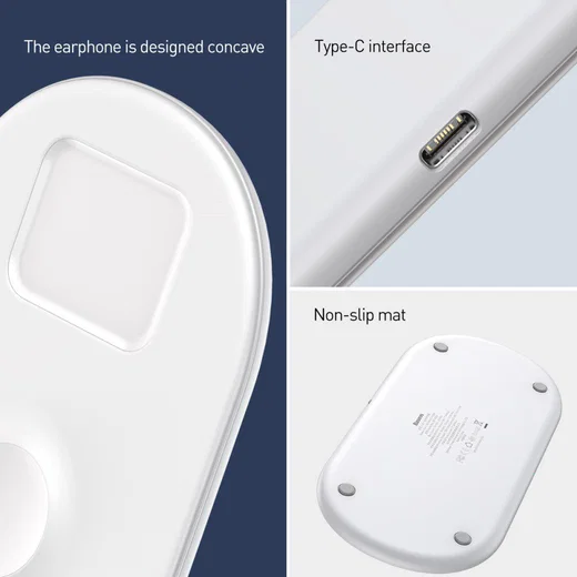 Baseus 3 in 1 Draadloze Oplader [iPhone + Apple Watch + AirPods] Wit afbeelding 14