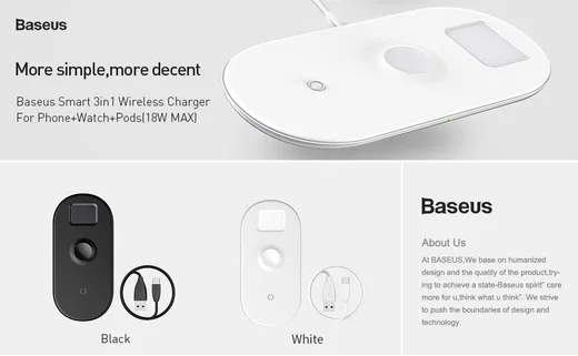 Baseus 3 in 1 Draadloze Oplader [iPhone + Apple Watch + AirPods] Wit afbeelding 18