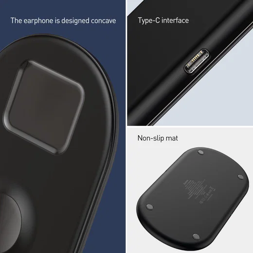 Baseus 3 in 1 Draadloze Oplader [iPhone + Apple Watch + AirPods] Zwart afbeelding 12