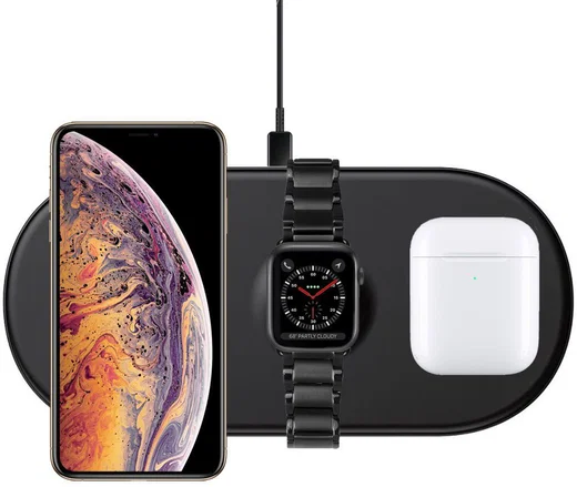 Baseus 3 in 1 Draadloze Oplader [iPhone + Apple Watch + AirPods] Zwart afbeelding 1