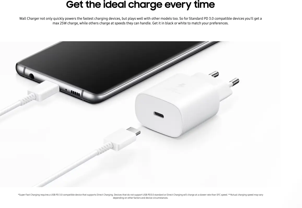 Originele Samsung 25W Power Adapter met USB-C Kabel 1 Meter 3A Wit afbeelding 4