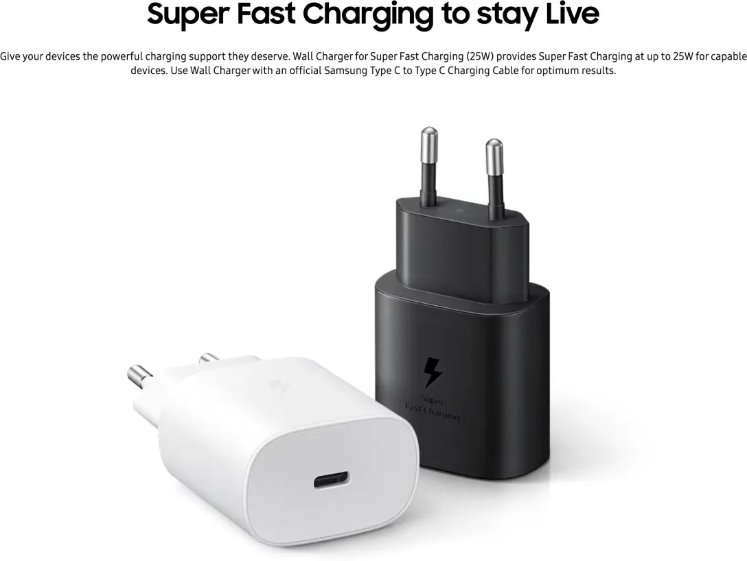 Originele Samsung 25W Power Adapter met USB-C Kabel 1 Meter 3A Wit afbeelding 5