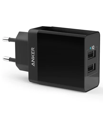 Anker PowerPort 2 Poorts USB 24W Thuislader Zwart afbeelding 1