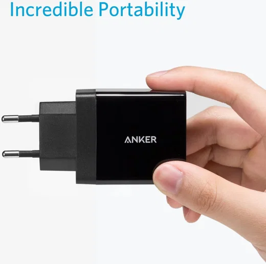 Anker PowerPort 2 Poorts USB 24W Thuislader Zwart afbeelding 5