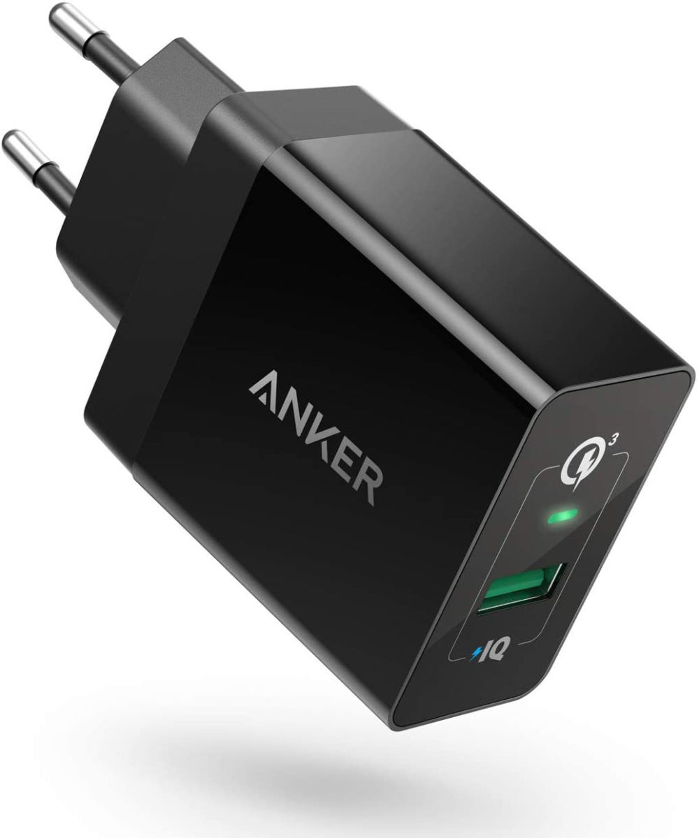 Anker PowerPort+ 1 (18W) Quick Charge / PowerIQ USB-A Adapter Zwart afbeelding 1