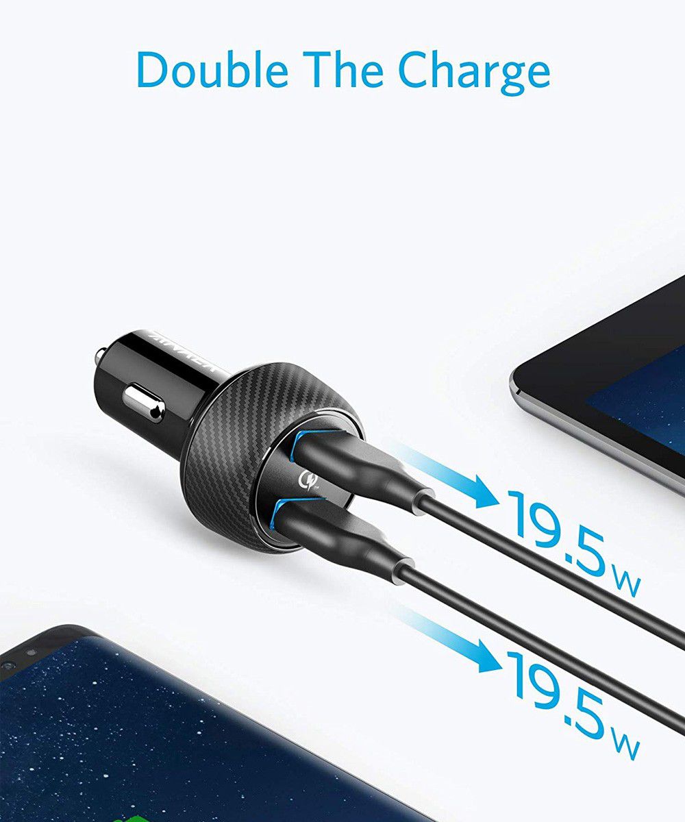Anker PowerDrive Speed 2 Dubbele USB Autolader 39W Fast Charge Zwart afbeelding 4