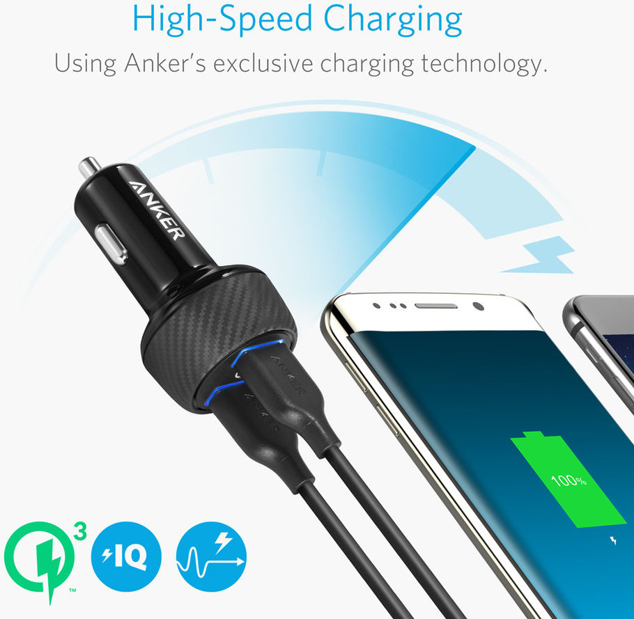 Anker PowerDrive Speed 2 Dubbele USB Autolader 39W Fast Charge Zwart afbeelding 7