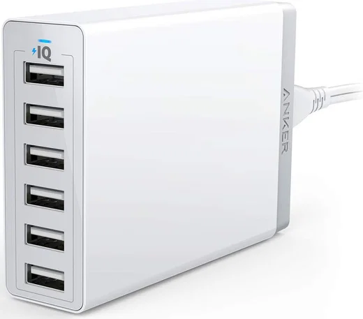 Anker PowerPort 6 Poorts USB 60W Thuislader Wit afbeelding 1