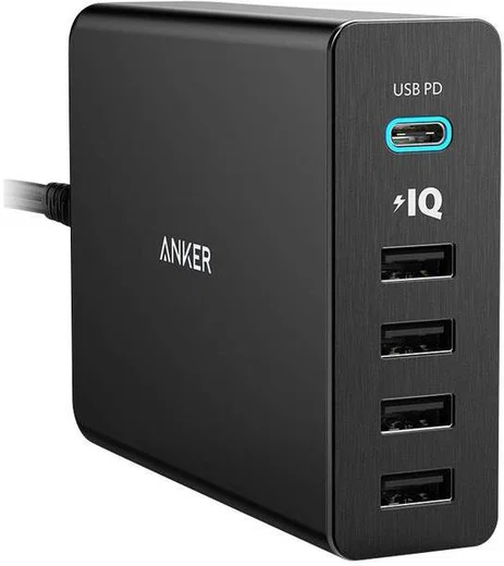 Anker PowerPort+ 5 Poorts USB Power Delivery 60W Thuislader Zwart afbeelding 1
