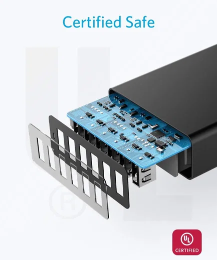Anker PowerPort (60W) 6-Poorts Multifunctionele USB-A Thuislader Zwart afbeelding 3