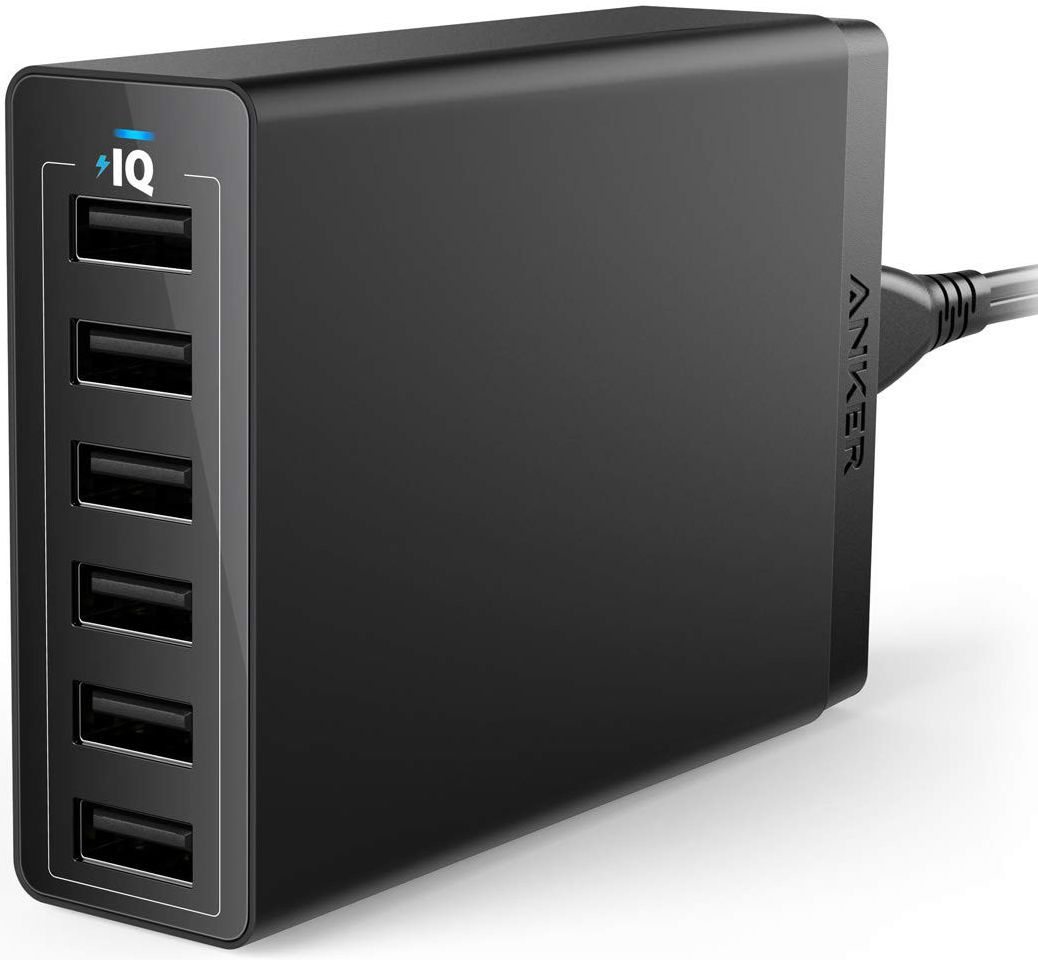 Anker PowerPort (60W) 6-Poorts Multifunctionele USB-A Thuislader Zwart afbeelding 1