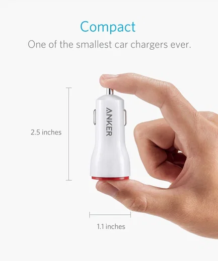 Anker PowerDrive 2 Dubbele USB Poort 24W Autolader Wit afbeelding 3