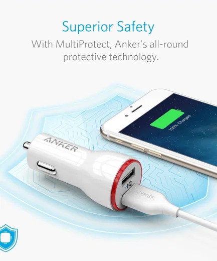 Anker PowerDrive 2 Dubbele USB Poort 24W Autolader Wit afbeelding 4