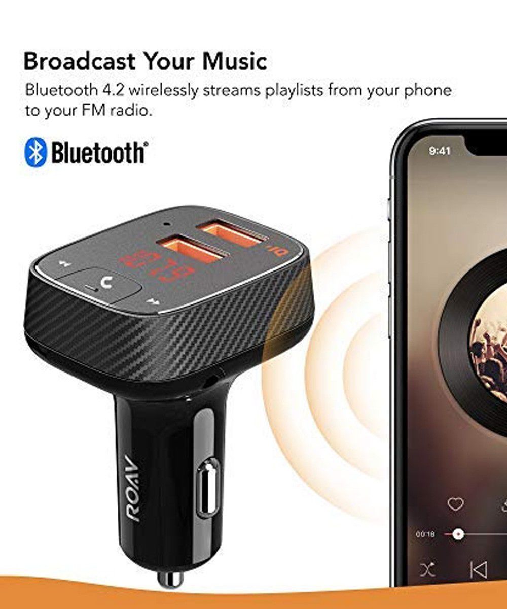Anker ROAV SmartCharge F2 Bluetooth FM Transmitter / Autolader Zwart afbeelding 2