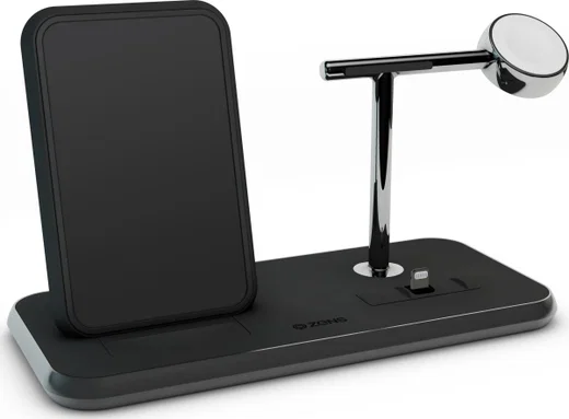 ZENS Aluminium Dual Draadloze Oplader met AirPods en Watch Stand Zwart afbeelding 4