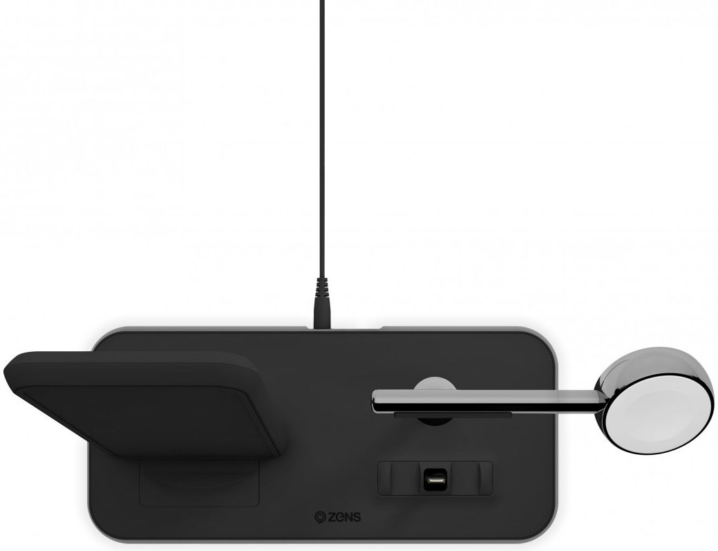 ZENS Aluminium Dual Draadloze Oplader met AirPods en Watch Stand Zwart afbeelding 2
