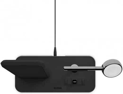 ZENS Aluminium Dual Draadloze Oplader met AirPods en Watch Stand Zwart afbeelding 2