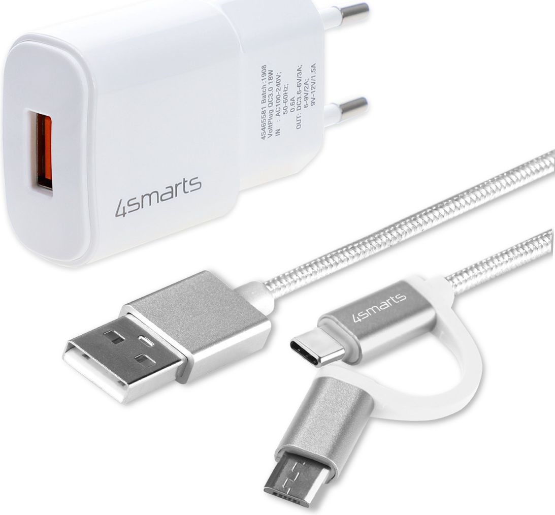4smarts VoltPlug Oplader met ComboCord Kabel Wit afbeelding 1