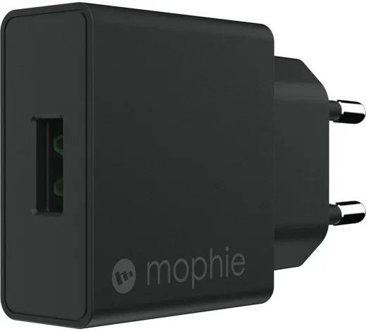 Mophie USB-A 18W Fast Charge Thuislader Zwart afbeelding 2
