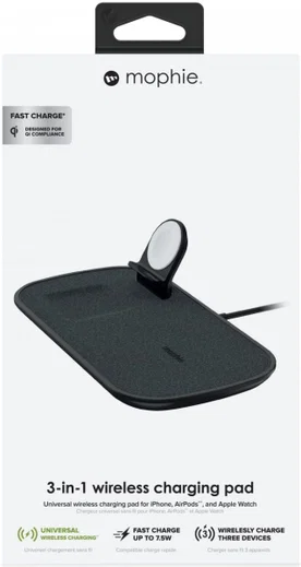 Mophie 3-in-1 Apple iPhone / Watch / AirPods Draadloze Oplader Zwart afbeelding 6