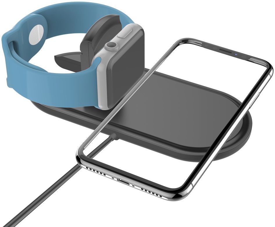 2 in 1 Wireless Fast Charger Pad Zwart afbeelding 1
