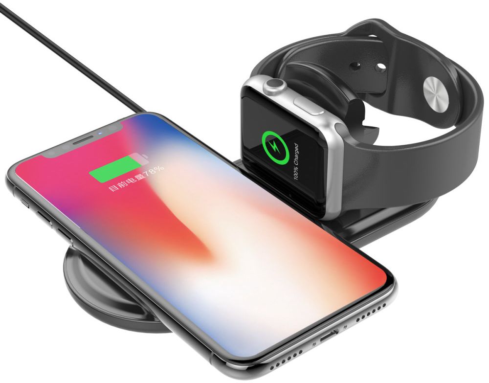 2 in 1 Wireless Fast Charger Pad Zwart afbeelding 2