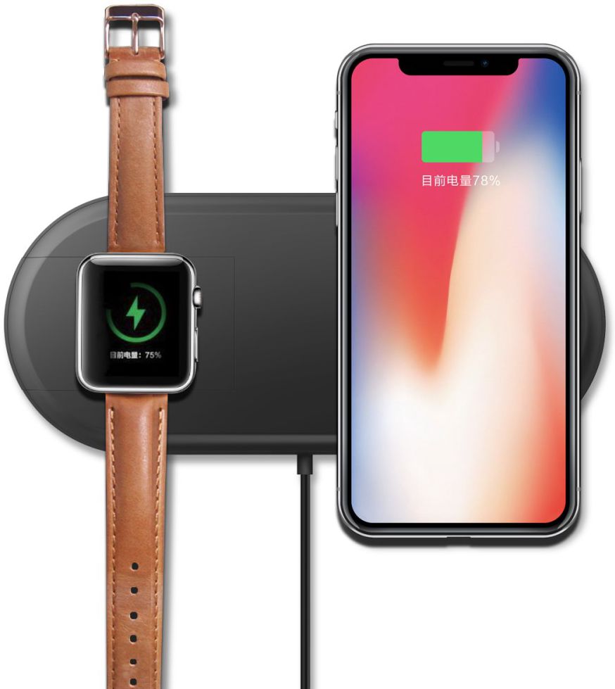 2 in 1 Wireless Fast Charger Pad Zwart afbeelding 3