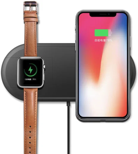 2 in 1 Wireless Fast Charger Pad Zwart afbeelding 3