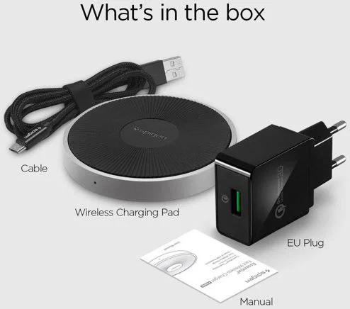 Spigen Essential F306W Universele Wireless Fast Charger (15W) Zwart afbeelding 4