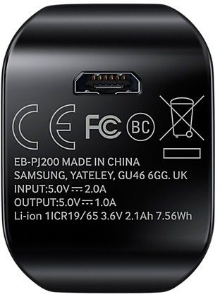 Originele Samsung Powerbank met Micro-USB Aansluiting 2.100 mAh Zwart afbeelding 3