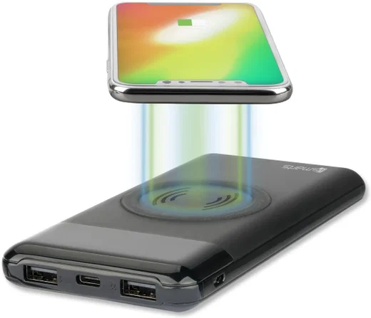 4smarts VoltHub Draadloos Laden Powerbank met Display 10.000 mAh Zwart afbeelding 1