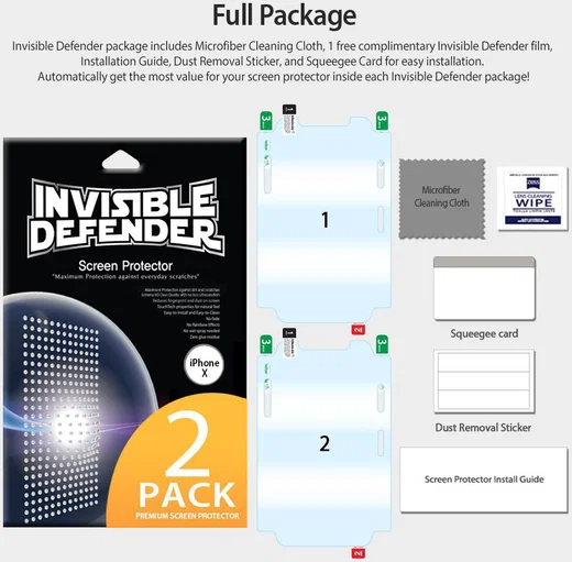 Ringke ID Full Cover Screen Protector Apple iPhone X / XS [2-Pack] afbeelding 8