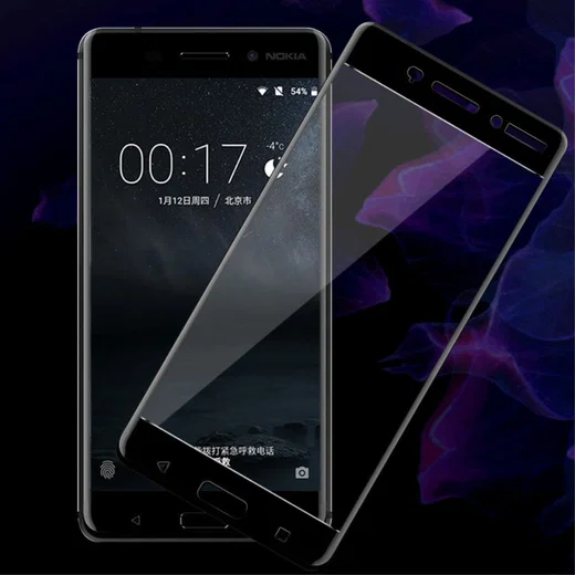 Nokia 6 Volledig Dekkende Tempered Glass Screen Protector Zwart afbeelding 2