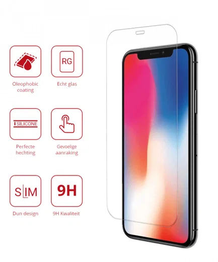 Rosso Apple iPhone X / XS Tempered Glass Screen Protector Clear afbeelding 2