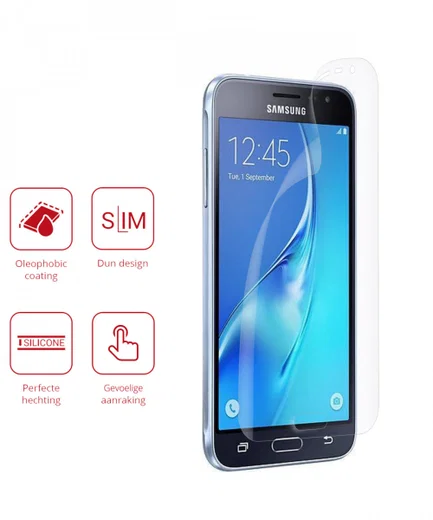 Rosso Samsung Galaxy J3 (2016) Ultra Clear Screen Protector Duo Pack afbeelding 2