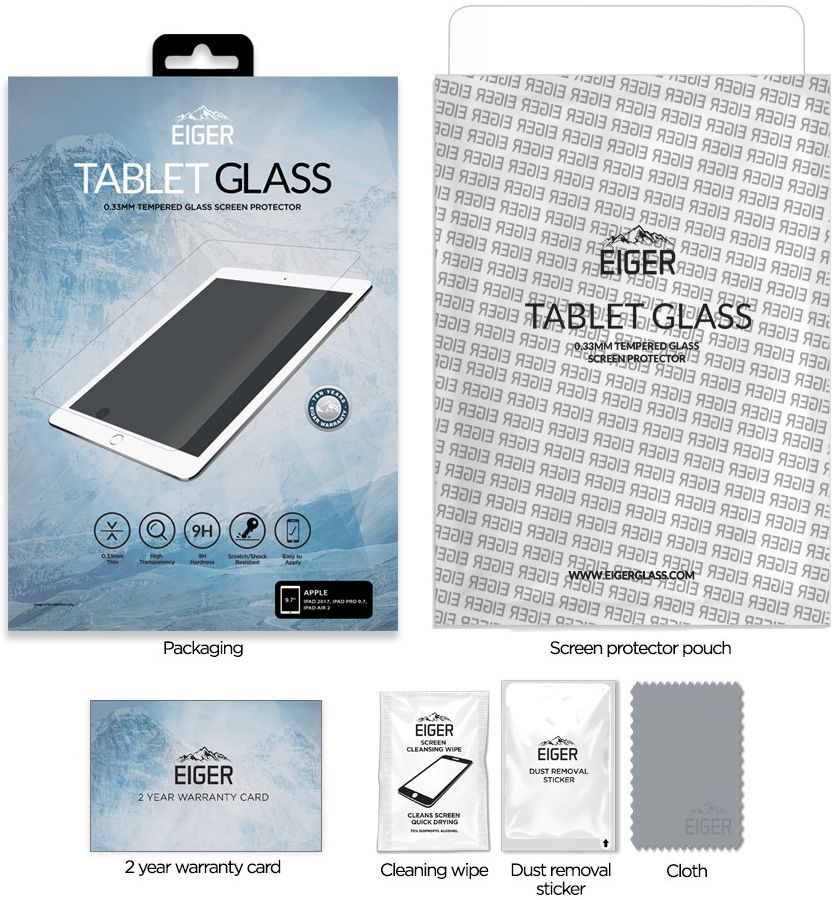 Eiger Tempered Glass Screen Protector Apple iPad Air / Pro 9.7 afbeelding 7