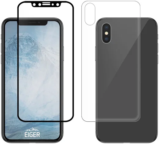Eiger iPhone X/XS Tempered Glass Case Friendly Protector 360 Gebogen afbeelding 3