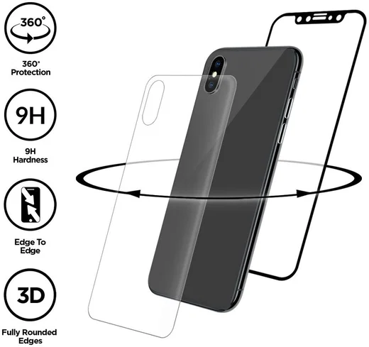 Eiger iPhone X/XS Tempered Glass Case Friendly Protector 360 Gebogen afbeelding 5