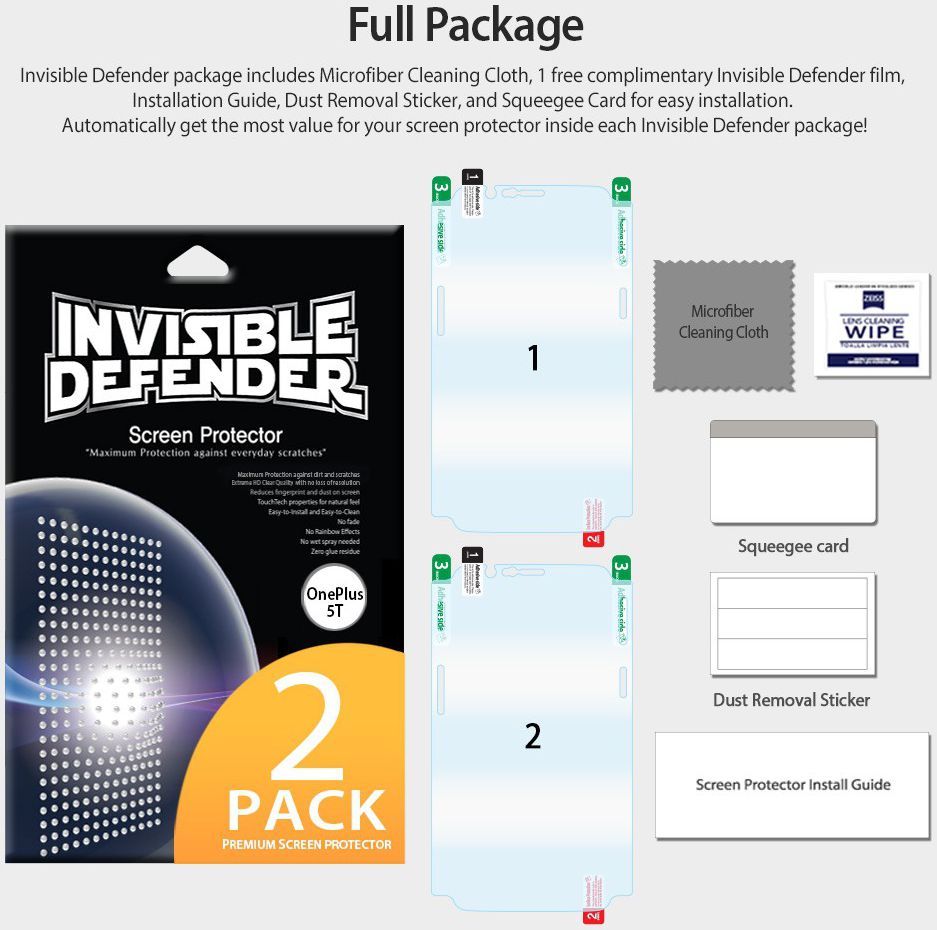 Ringke ID Full Coverage Screen Protector OnePlus 5T [2-Pack] afbeelding 7