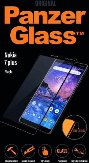 PanzerGlass Nokia 7 Plus Edge To Edge Screenprotector Zwart afbeelding 1