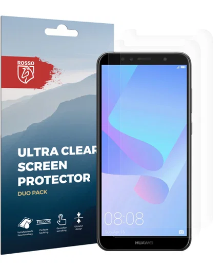 Rosso Huawei Y6 2018 Ultra Clear Screen Protector Duo Pack afbeelding 9