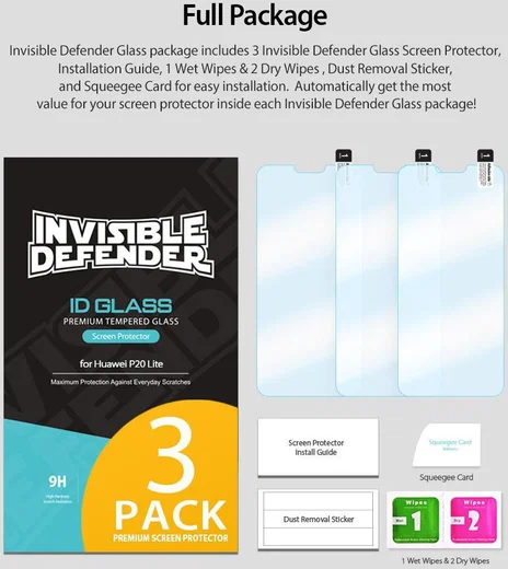 Ringke ID Glass 0.33mm Huawei P20 Lite (3 Pack) afbeelding 8