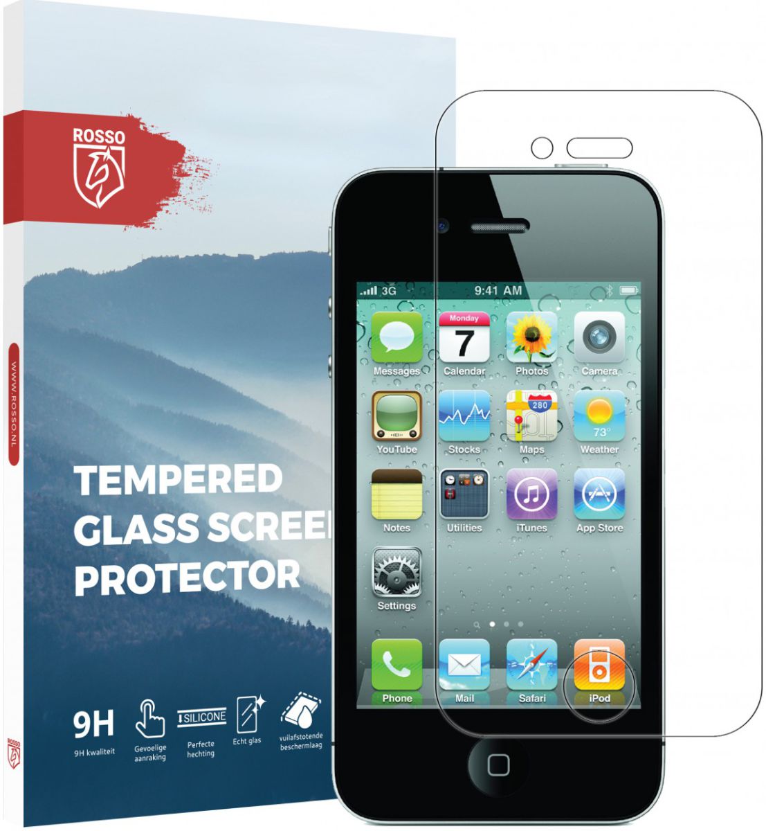 Rosso Apple iPhone 4S 9H Tempered Glass Screen Protector afbeelding 1