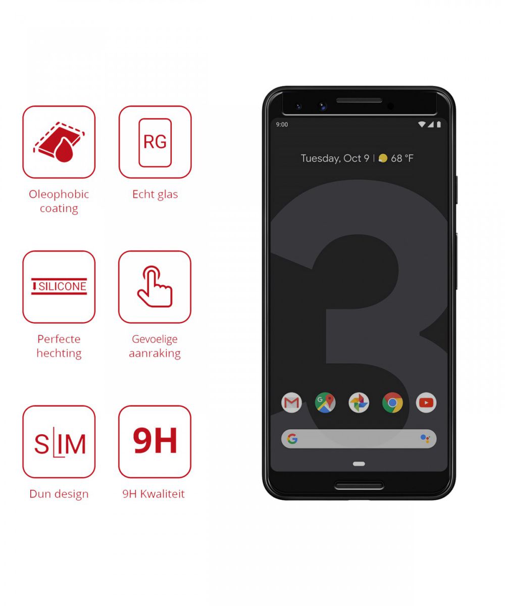 Rosso Google Pixel 3 9H Tempered Glass Screen Protector afbeelding 2