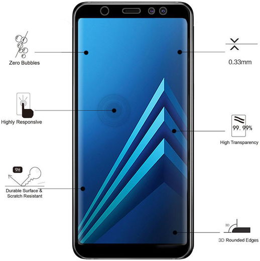 Eiger 3D Glass Samsung Galaxy A6 Tempered Glass Screenprotector afbeelding 8
