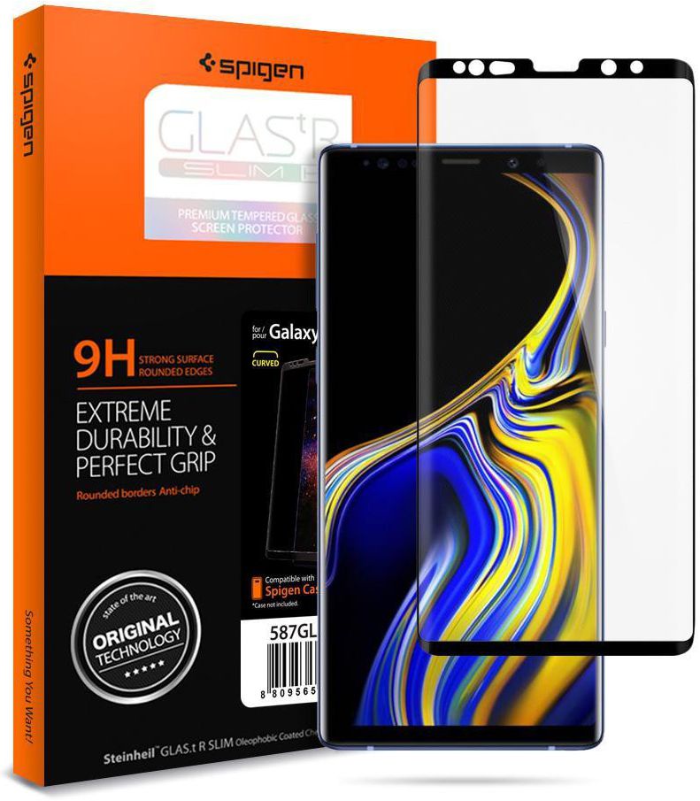 Spigen Samsung Galaxy Note 9 Curved Tempered Glass Protector Zwart afbeelding 1