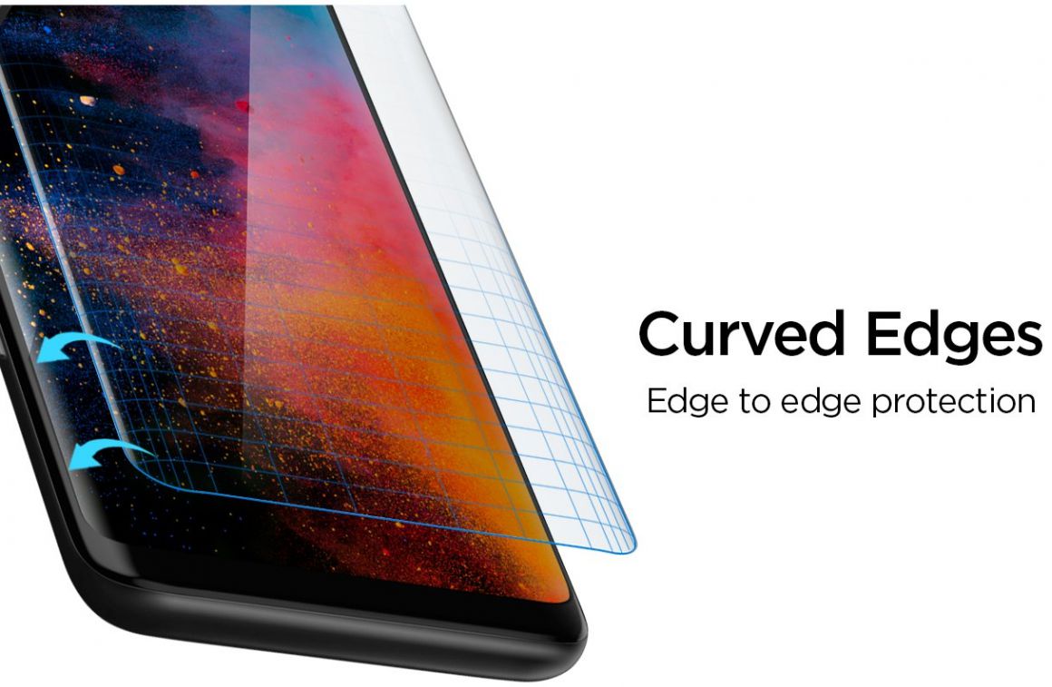 Spigen Curved Crystal Samsung Galaxy S9 Plus Screen Protector (2 Pack) afbeelding 3