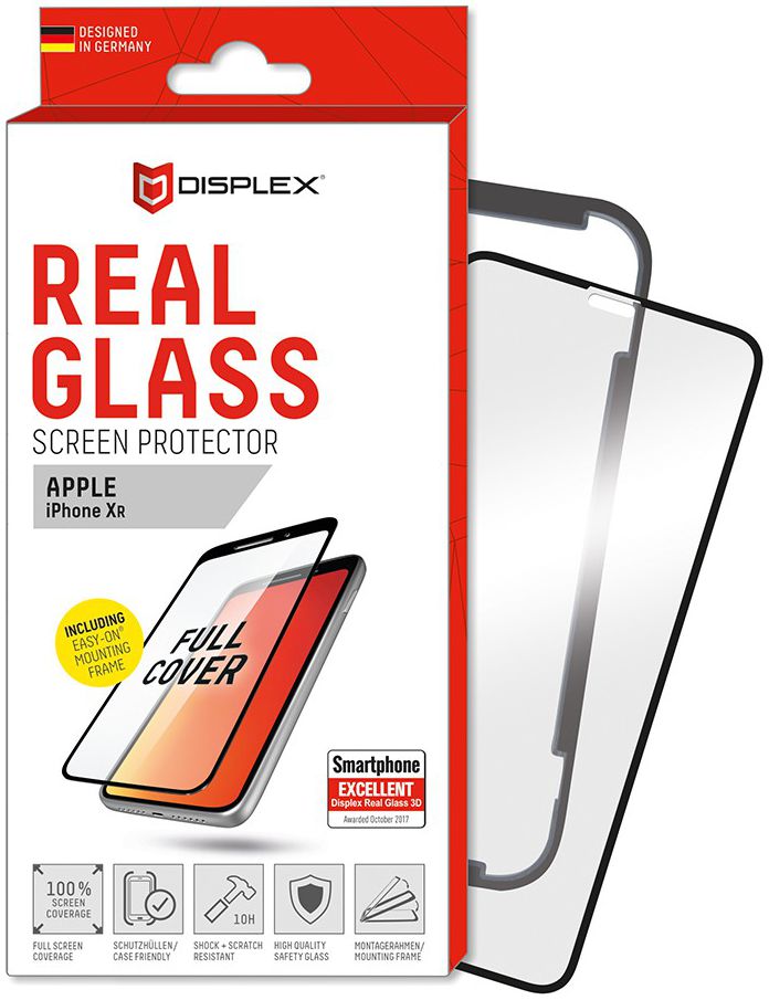 Displex 3D Real Glass + Frame Apple iPhone XR Screen Protector Zwart afbeelding 1
